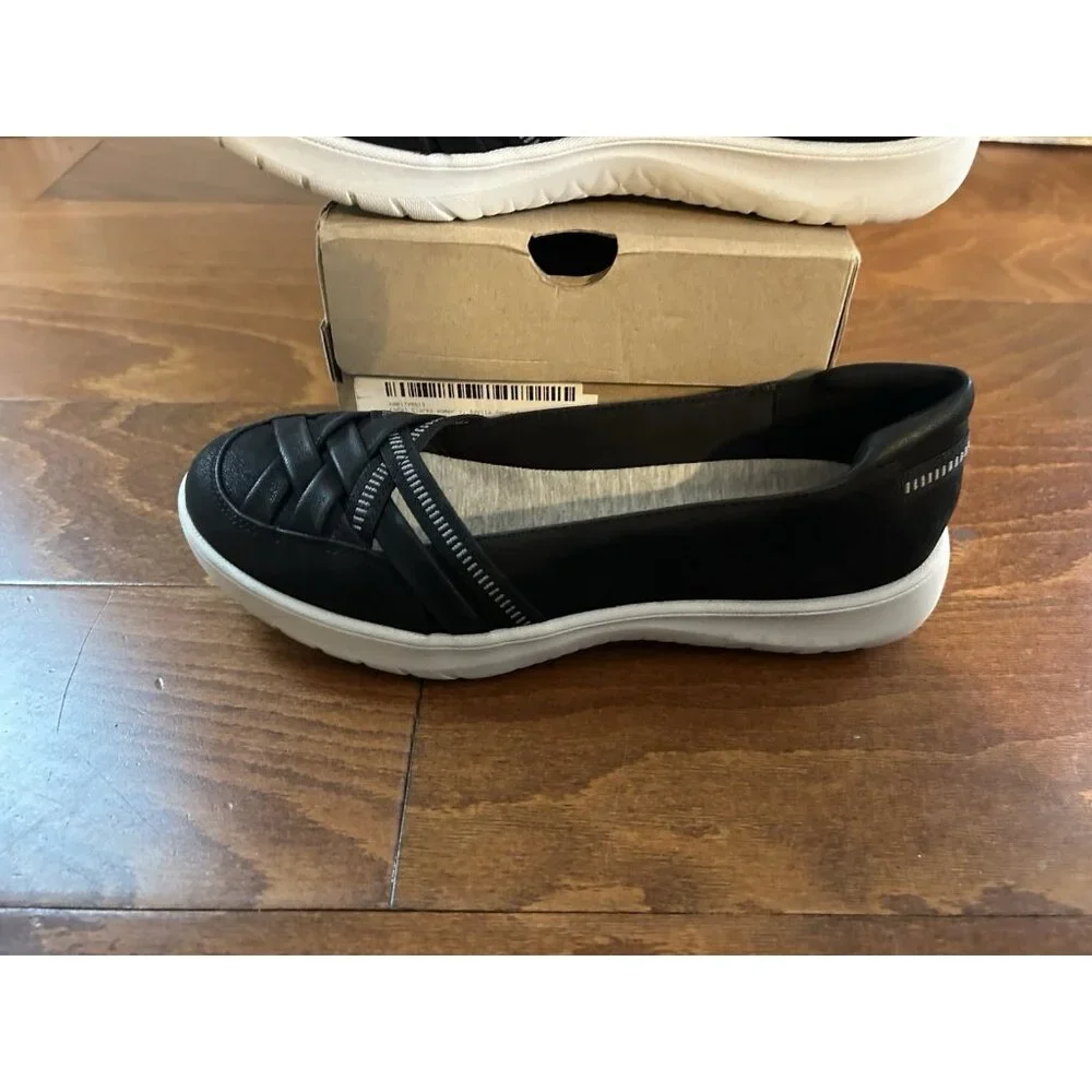 Clark’s‎ Cloudsteppers Adella Poppy Shoes NEW Size 9.5 N Black Flats Comfort